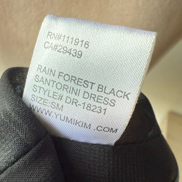 YUMI KIM Santorini Midi Wrap Dress Rain Forest Black Silk Floral Small Wedding - Picture 14 of 15